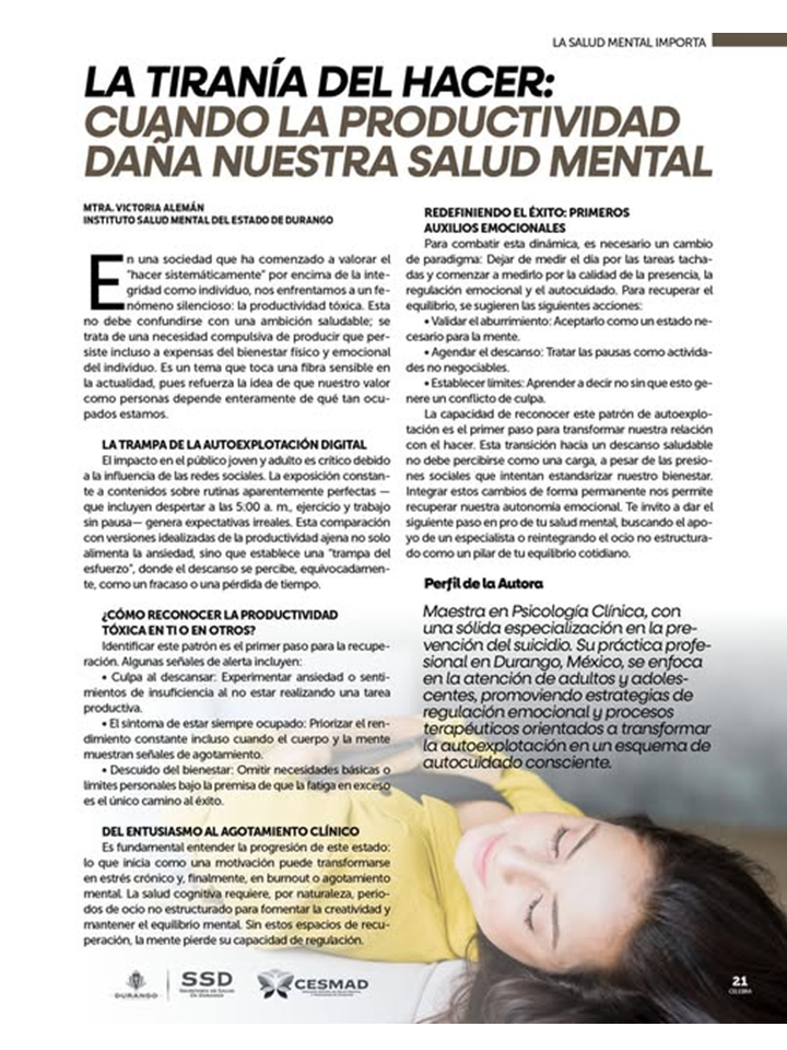 ARTÍCULO DE SALUD MENTAL DEL MES DE MAYO
